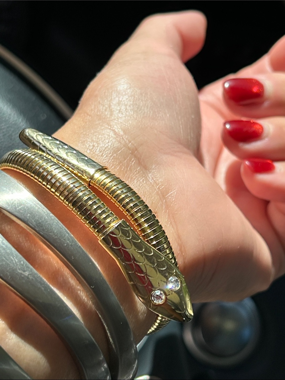 Vintage Omega Gold Serpent Wrap Bracelet with Crystal Eyes